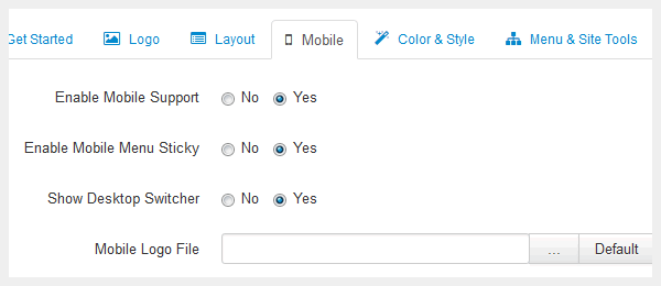 Parameters to control mobile settings