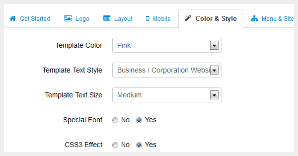 Parameters to control colors & styles